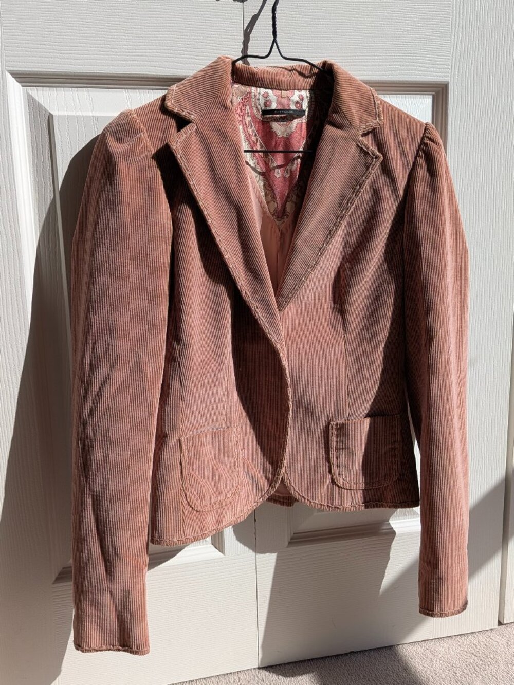 Vintage Y2K Tahari Pink Corduroy Single-Buttion Blazer - Size 2